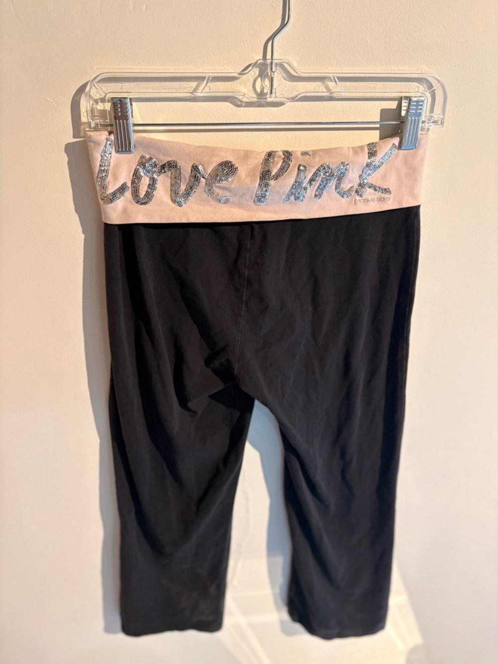 Sequin Victoria’s Secret PINK Vintage Y2K 2000s Foldover Waist Crop Yoga Pants
